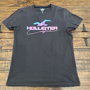 Hollister Black Tee with Colorful Logo